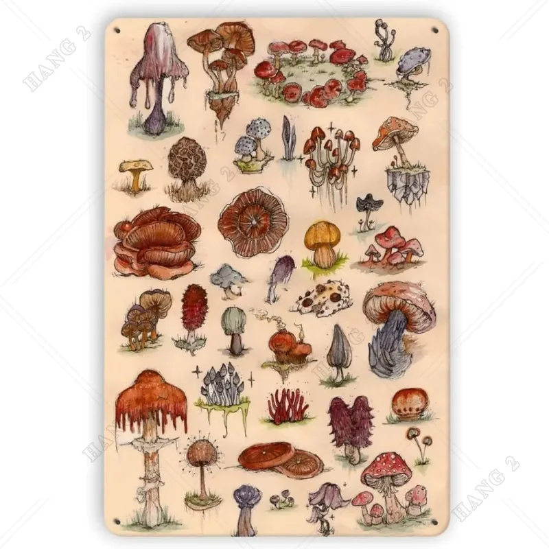 

Фотография грибка ботанический металлический жестяной знак разных пород Ретро винтажный фермерский двор сад