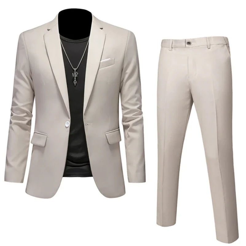 Formal Suit Men's 6XL 5XL Suit Coat + 2 Piece Pants
