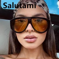 Lunettes de soleil ovales vintage surdimensionnées pour hommes et femmes, UV400, verres dégradés verts et bruns, à la mode et élégantes, nouvelle collection 3