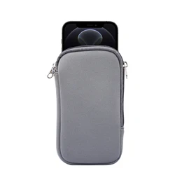 Neoprene Zipper Shockproof Phone Bag Pouch - 6.7 - 6.9 inches (GRAY)
