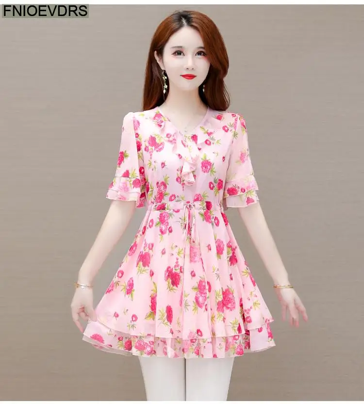 M-5XL 2023 Clothes Clothes Women European Style Elegant Basic Shirt Floral Print Retro Ruffles Belly Tunic Peplum Top Blouses
