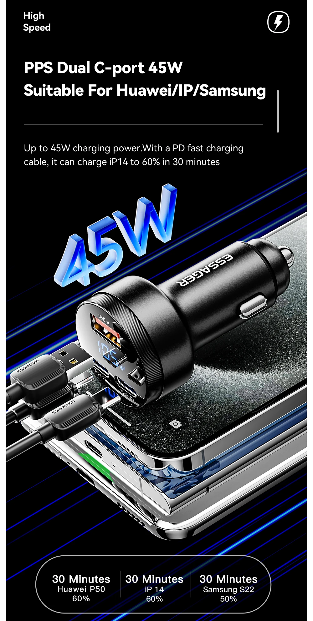 شاحن USB ، مع شحن سريع ، QC4.0 ، QC3.0 ، QC ، SCP ، PPS ، PD ، نوع C ، شحن سريع لهاتف آيفون 14 ، 15 ، هاتف شاومي