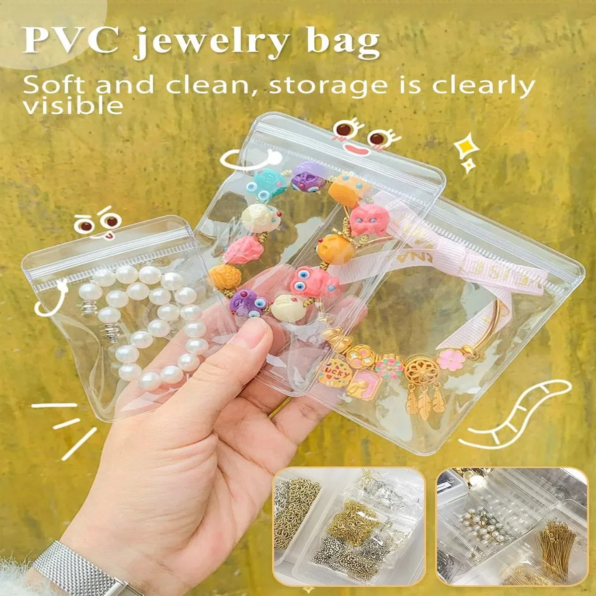 Clear Earring Bags Waterproof Storage Pouch for Jewelry