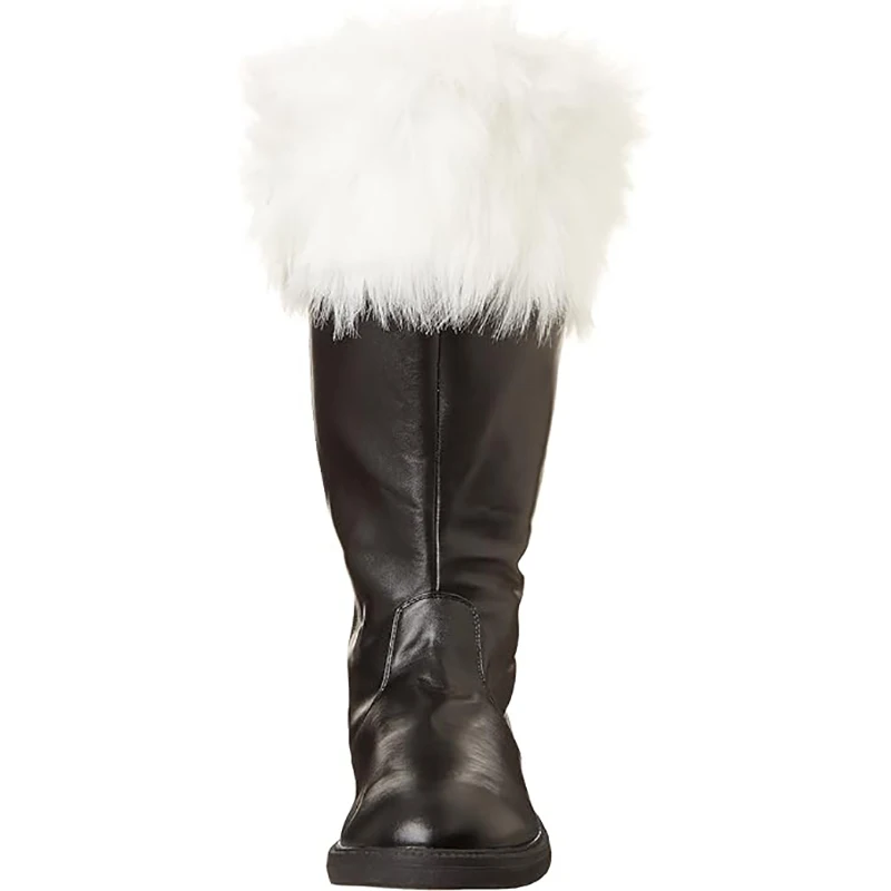 Bottes Homme Mollet Large Chaussures De Père Noël à Bout Rond à Lacets Avec Fermeture éclair Latérale - Bottes Courtes Imprimées - Accessoire De Costume De Père Noël Pour Homme Et Femme