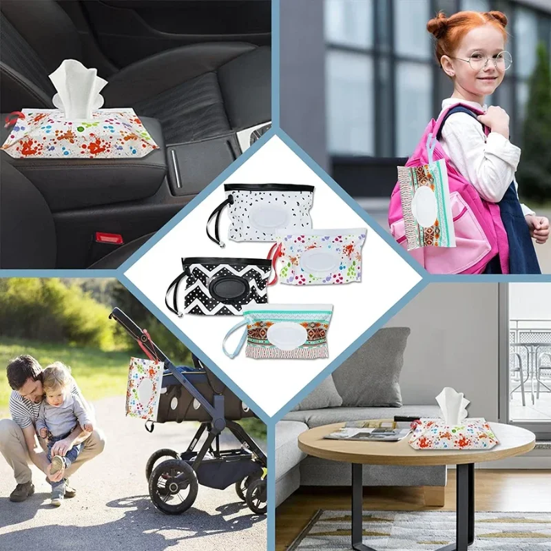 1pc Wet Wipe Bag Eva Refillable Travel Cosmetic Pouch Stroller Accessories Sealed Wet Wipe Waterproof Case Flip Cover Tissue Bag 6