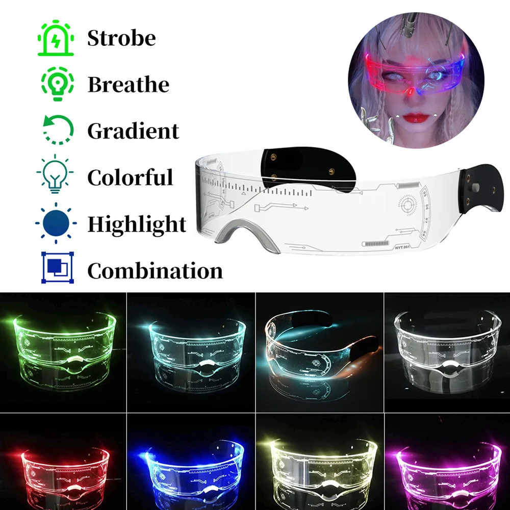 Lunettes LED de haute technologie pour soirée dansante, Bar Disco, soirée  Rave DJ, accessoires lumineux, cadeau d'anniversaire - AliExpress