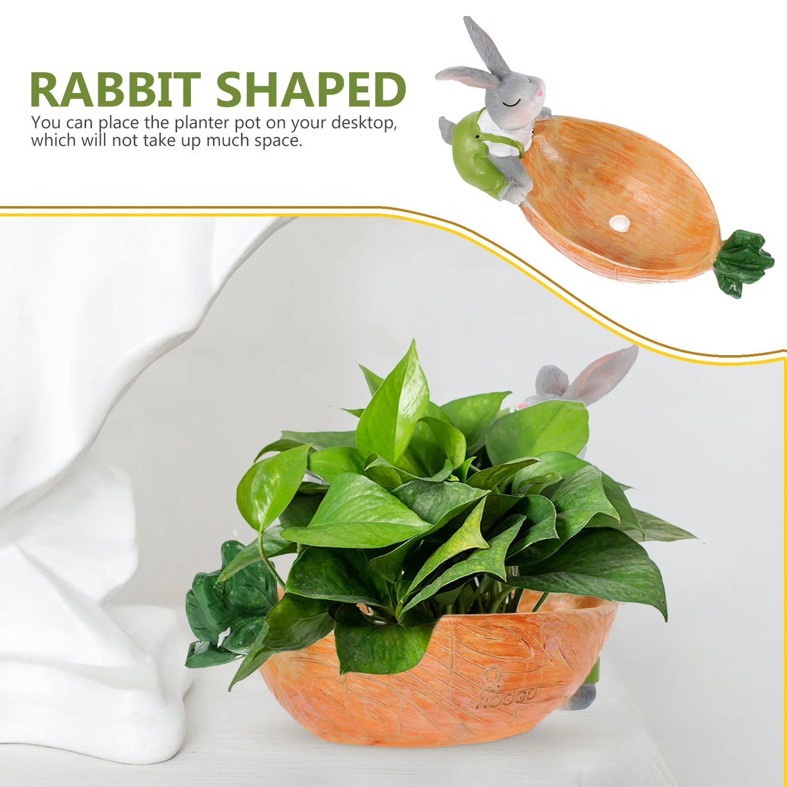 Rabbit Pot Resin Succulents Pots Statue Plant Flower Office Decor Animal Shaped Planter Small Flowerpots Cactus 2