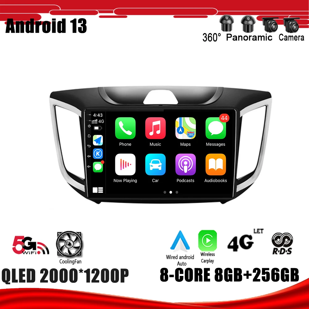 

Android 13 Car Radio Multimedia Player For Hyundai Creta IX25 2015 - 2019 Navigation GPS DSP Carplay WIFI