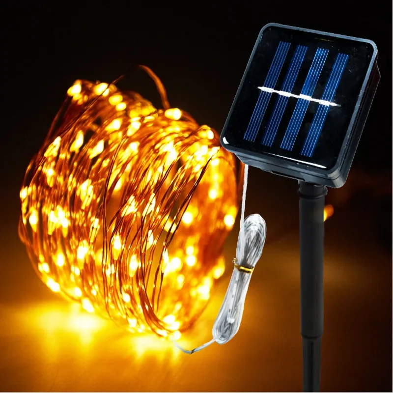 Solar String Lights 1Pack 100/200 LED Solar String Lights Outdoor Waterproof With 8 Modes Twinkle Fairy Light For Garden Camping Wedding Party Decor