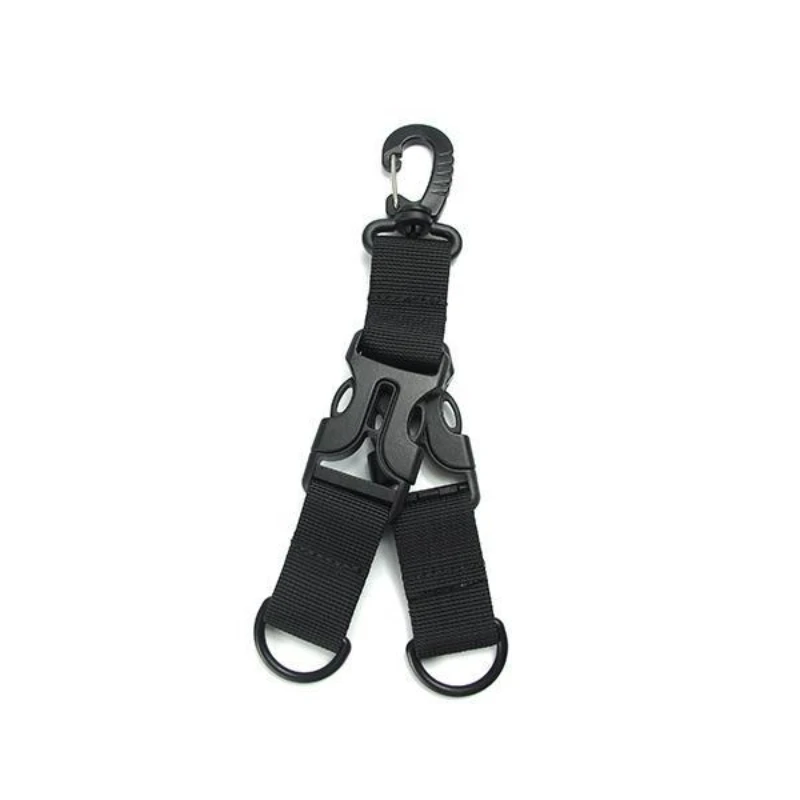 

Tactical Nylon Webbing Backpack Hook Multifunctional Carabiner D-Shaped Keychain Double-split quick release hanging Buckle