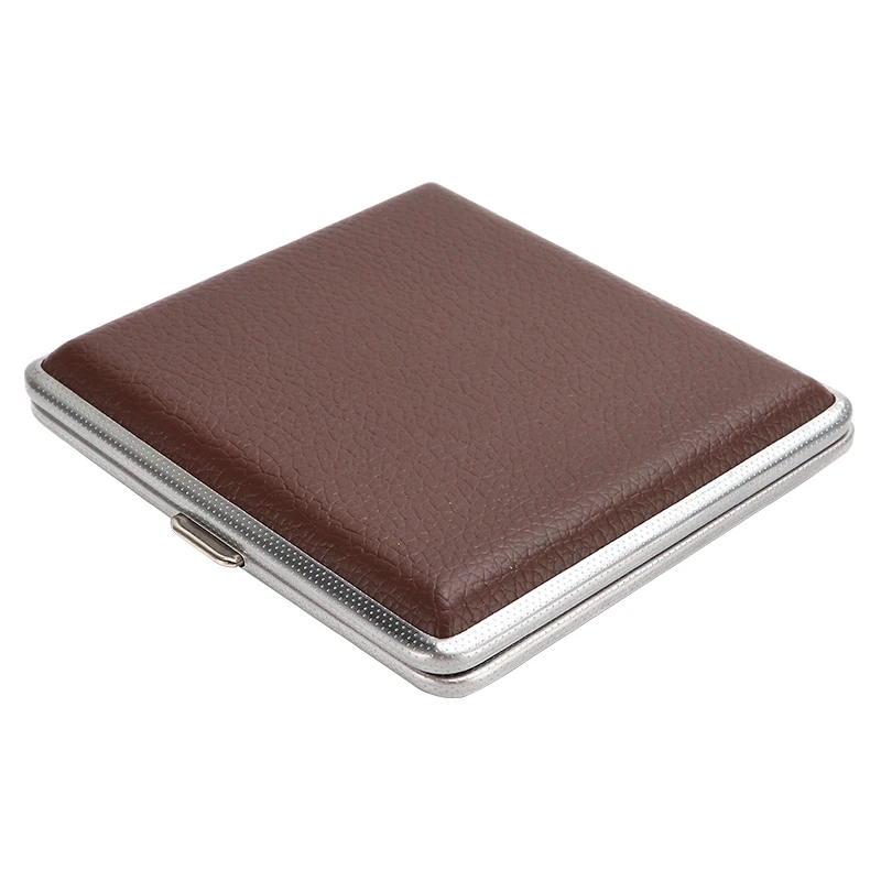 

20 Sticks Gift for Men's Leather Cigarette Box Cigar Case Metal Smoking Accessories Cigarette Lady Storage Cover Hold