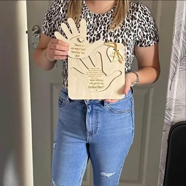 Keresztszülők Javaslat Ajándék Unokák Ujjlenyomat Lábnyom Ajándékok Fa Kézműves Díszek Ajándékkártyák A Keresztanya Számára - Image 4