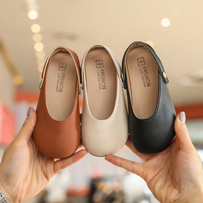 Girl Shoe Spring Autumn Cute Square Head Princess Shoe Shallow Soft Sole Anti Slip Leather Mary Jane