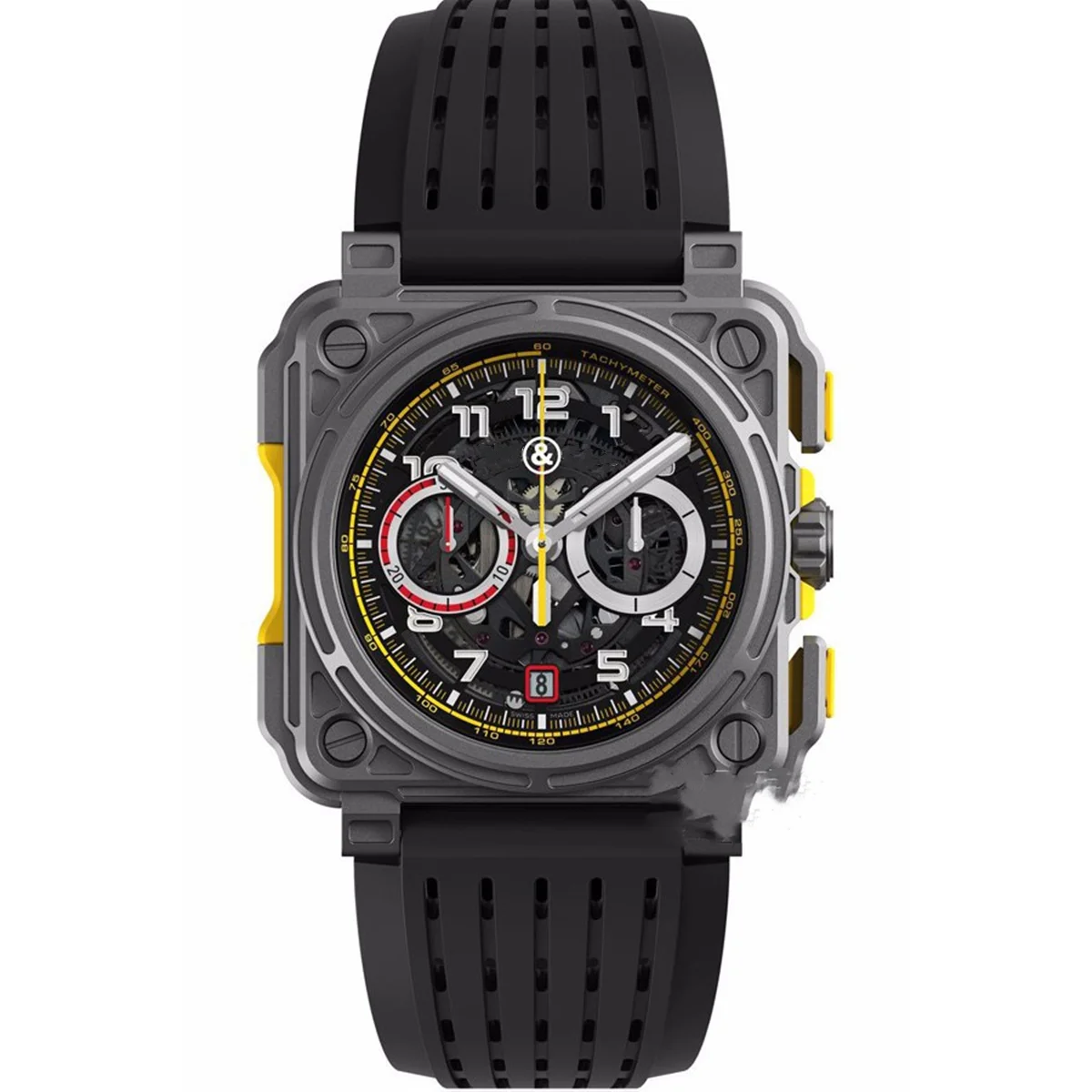 2022 Brand New BR Luxury Sport Quartz Bell Multifunction 6 Pins Watch Bussiness  Man Rubber Man Calendar Ross Square Wristwatch