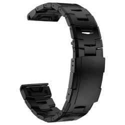 Premium Titanium Metal Watch Band with QuickFit Clasp - 26mm/22mm Strap - QuickFit 26mm (Black)