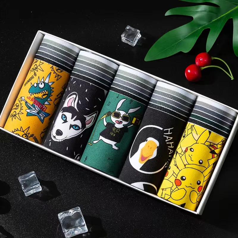 5pcs/Lot Men's Boxer Lingerie Sexy Panties Men Funny Cartoon Anime Underwear Comfortable Breathable Soft |