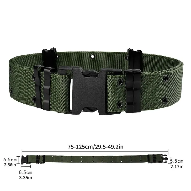 Men's Tactical Outer Belt Nylon Material Metal Fixing Ring and Adjuster Buckle Outdoor Sports combat belt