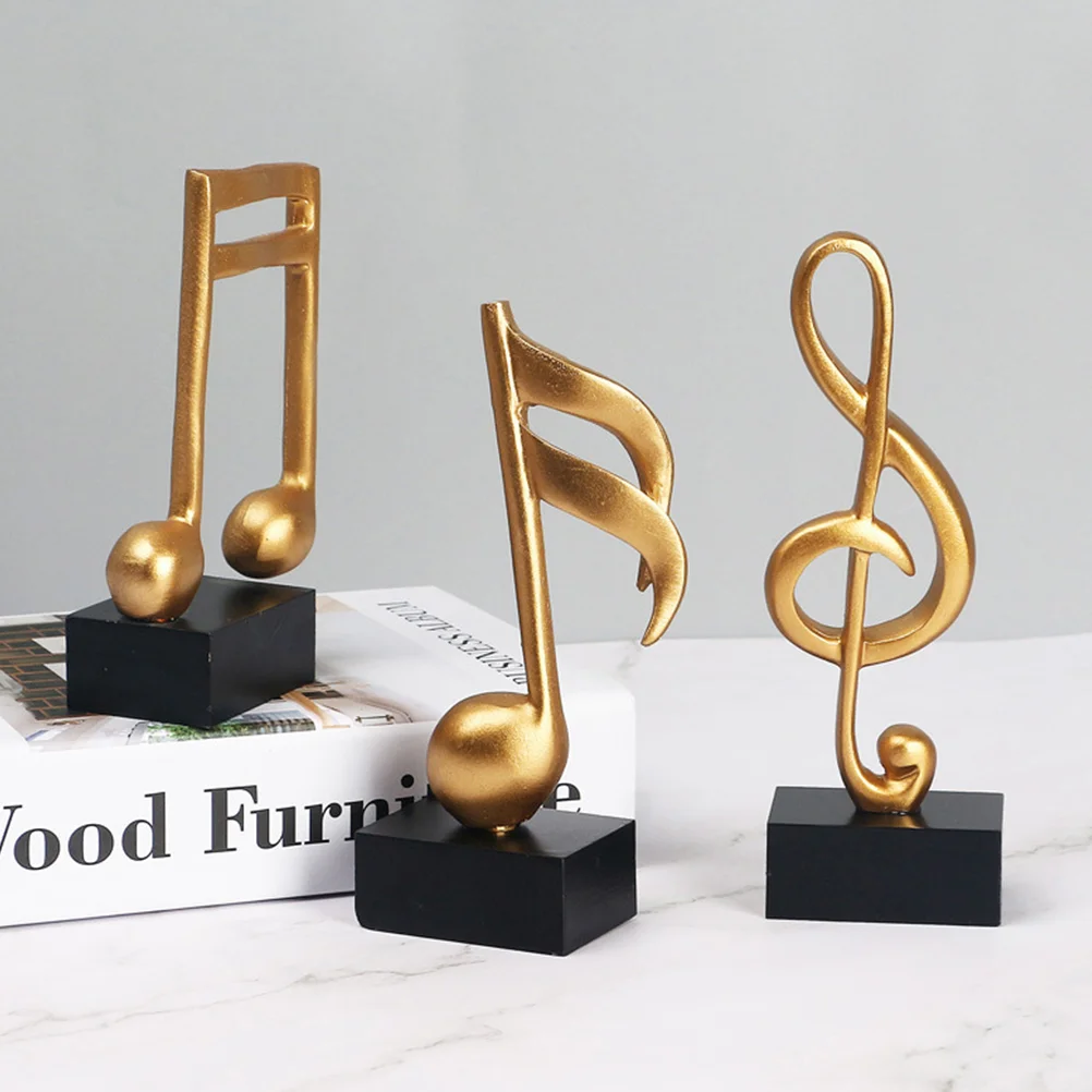 

3 Pcs Cake Toppers Musical Note Decoration Set Simple Style Ornament Desktop Resin Indoor Adornment Ornaments Office