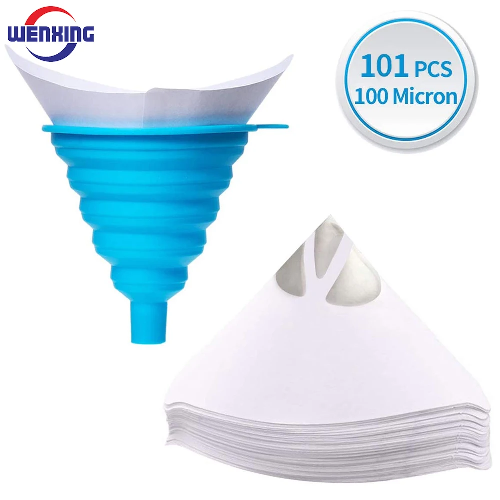 Silicone Funnel Filter,101 PCS Disposable Conical Paper Cups and Silicone Funnel for Use Automotive Hobby & Painting Projects Spray Guns Arts & Crafts 