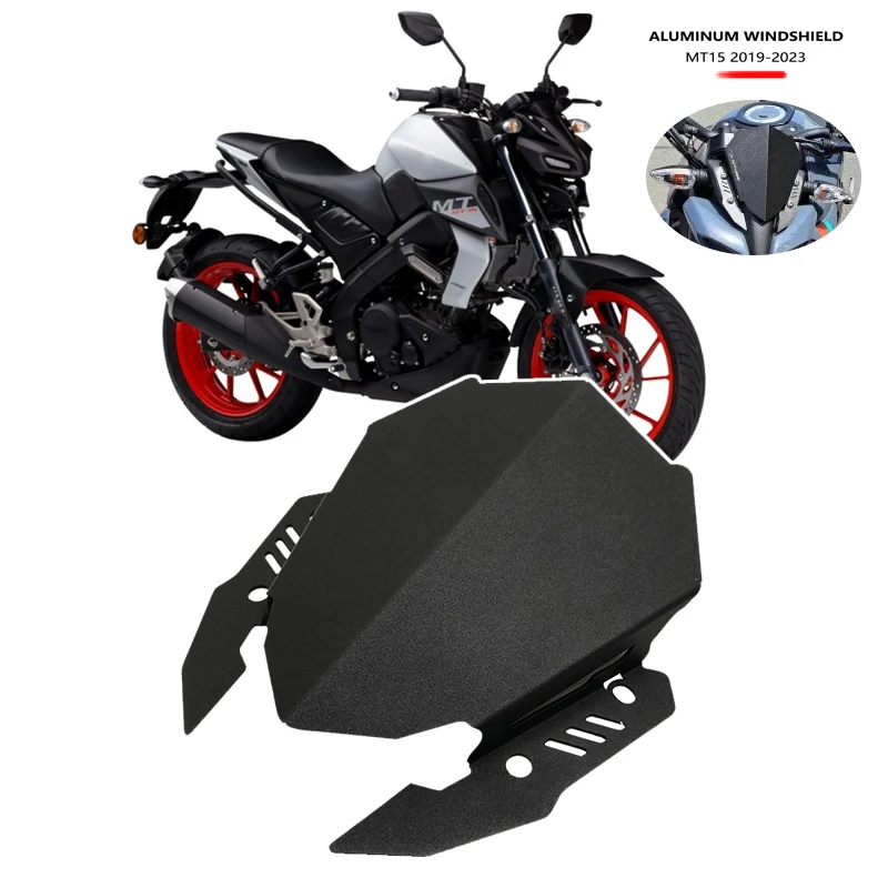 

2023 MT15 Windshield Aluminum Wind Deflector Windscreen Fit For YAMAHA MT-15 mt15 2018 2019 2020 2021 2022 2023 Motorcycle