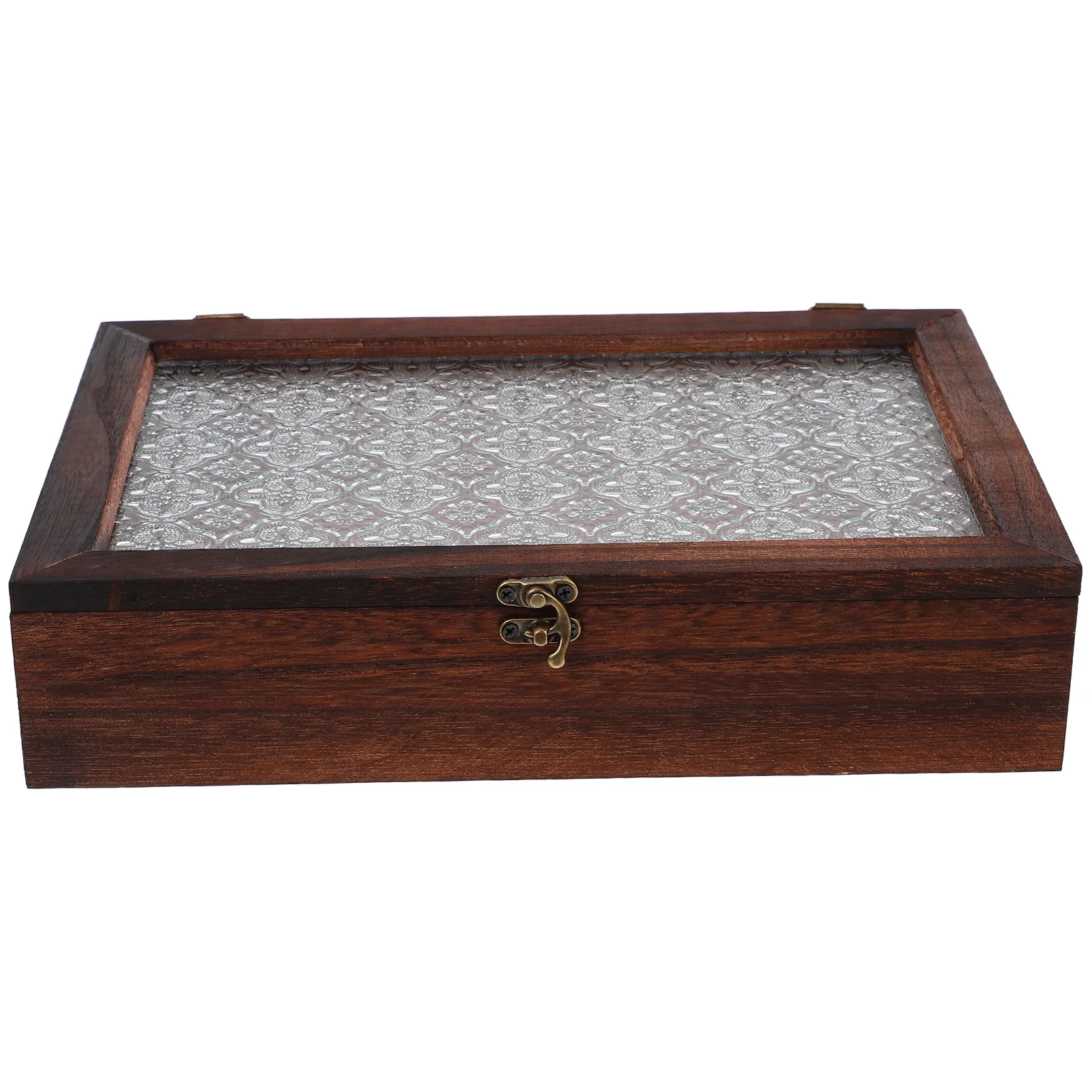 Retro Wooden Box Glass Cabinet Wooden Storage Box Tea ganizer Jewelry Display Case Miscellaneous Holder 4