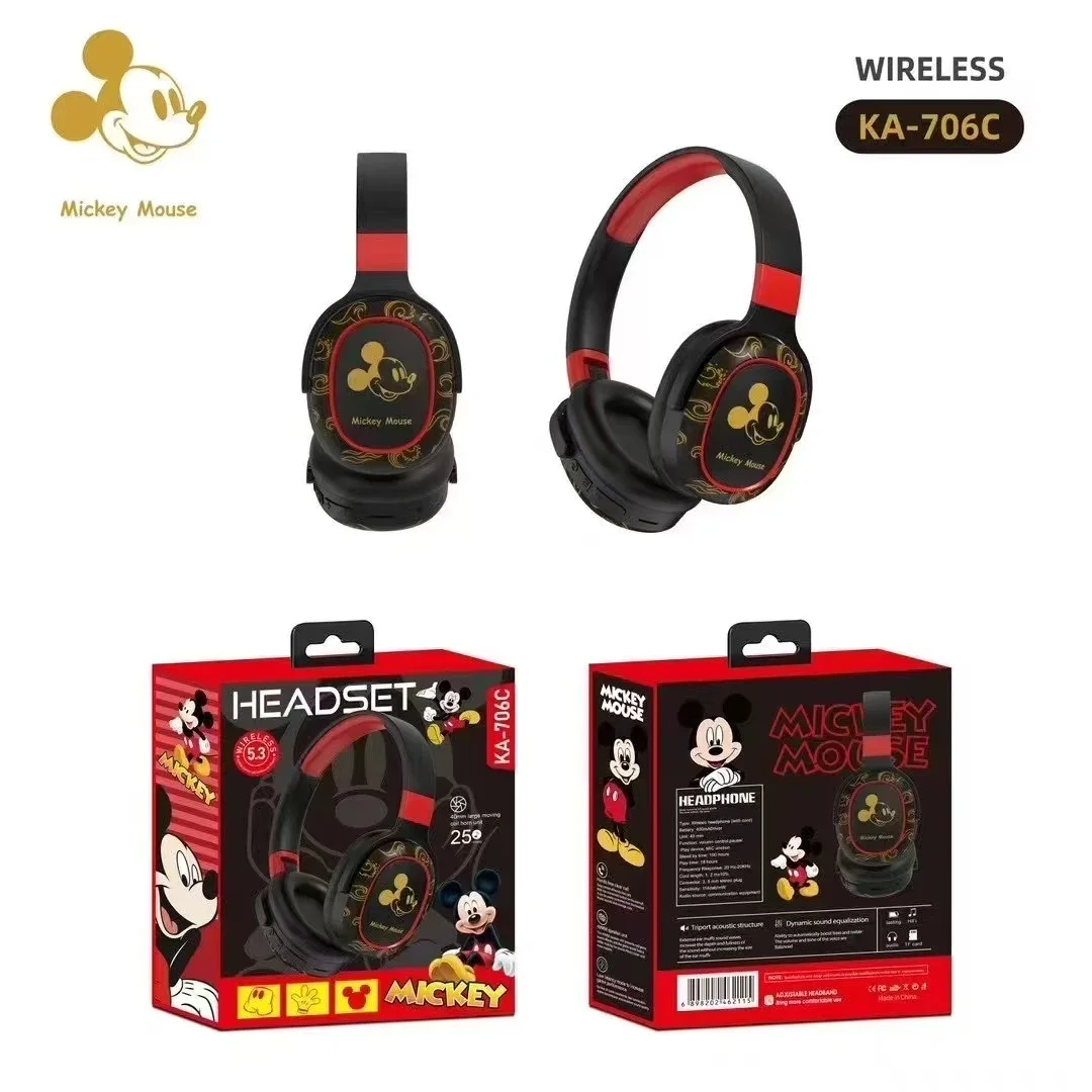 Disney Stitch Bluetooth Headphones Foldable Wireless Earphones Headset Gamer Stereo Sound Laptop Kids Anime Cartoon KA-706