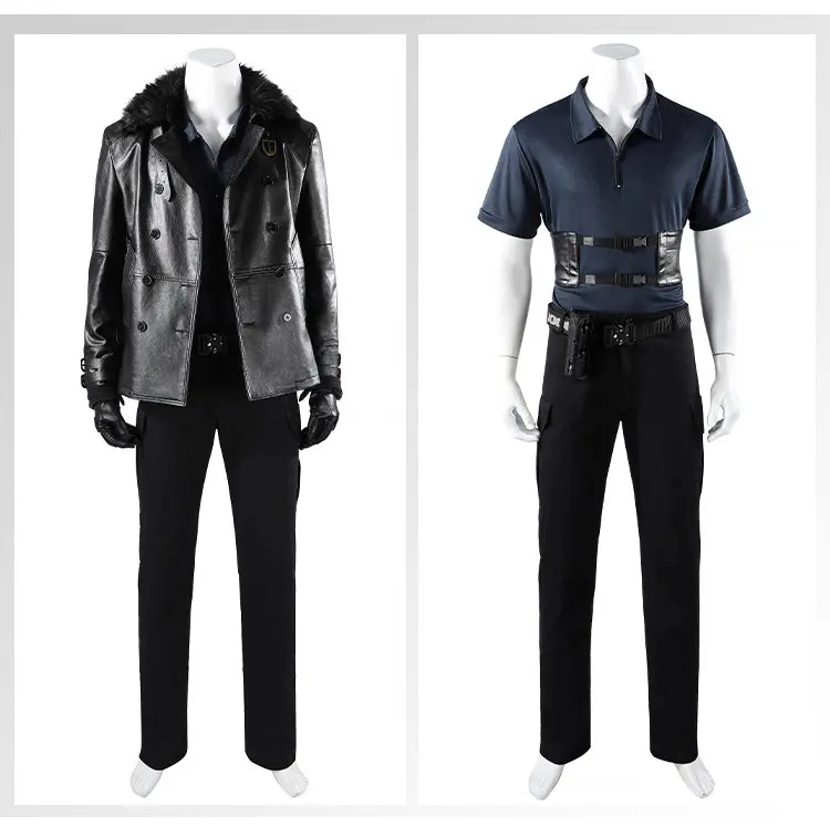 Resident Evil 4 Leon S. Kennedy Cosplay Costume Blue Jacket and Pants Set (Unofficial)