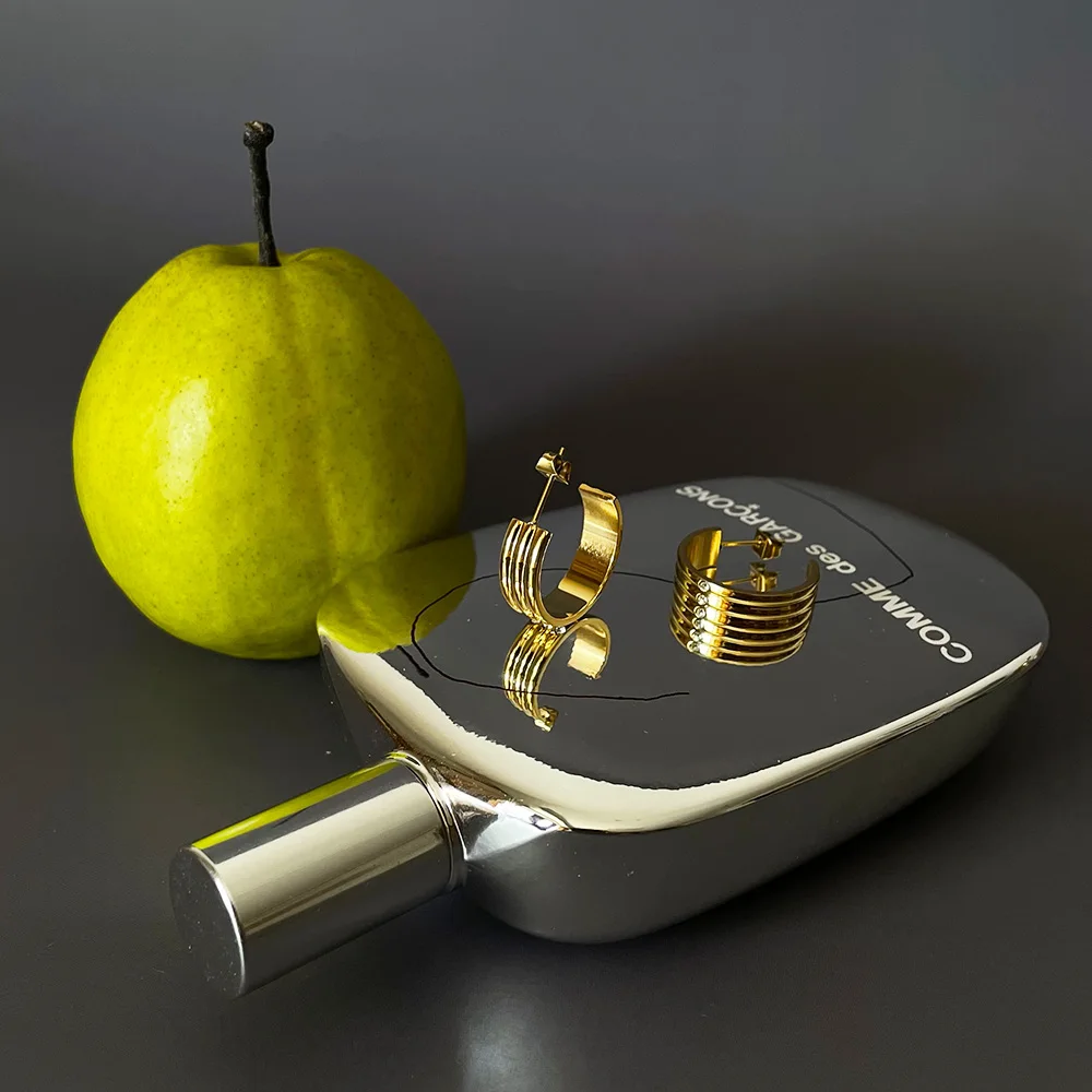 ENFASHION Stainless Steel Stripe Piercing Stud Earrings For Women Gold Color Earring Bulk Pendientes Fashion Jewelry Gifts E1258