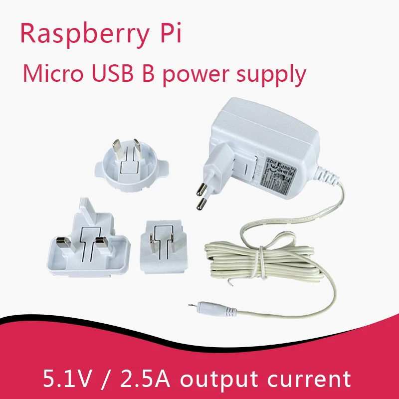 

Raspberry Pi 3B+/3B original Micro USB B power interface 5.1V 2.5A with multi-country adapter