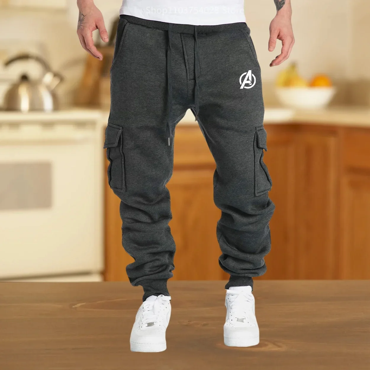 Skateboarding Pants Mens Sweatpants Cargo Pants Joggers for Sports Streetwear Loose Drawstring Men Multi-pocket