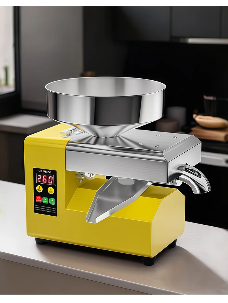 R8S Smart Edelstahl-Ölpresse, tomatische Kalt-/Heißpressmaschine für den Heimgebrauch, Lebensmittelqualität 304, geräuscharmes Design (220 V/110 V) – Detail 20
