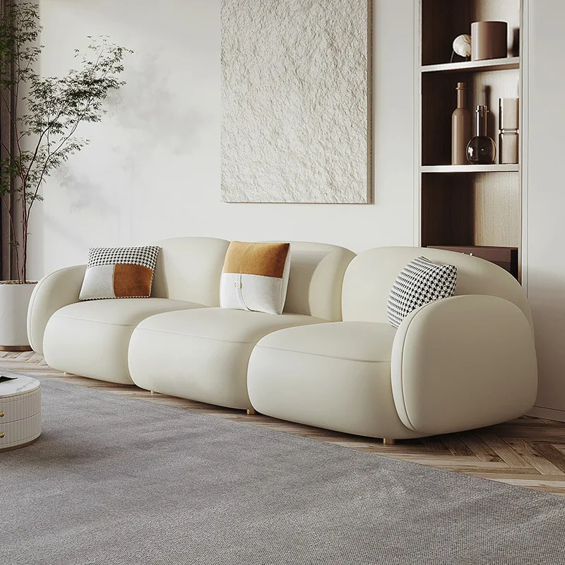 

Art designer technology cloth leather sofa living room light luxury Nordic furniture ins wind combination fabric sand