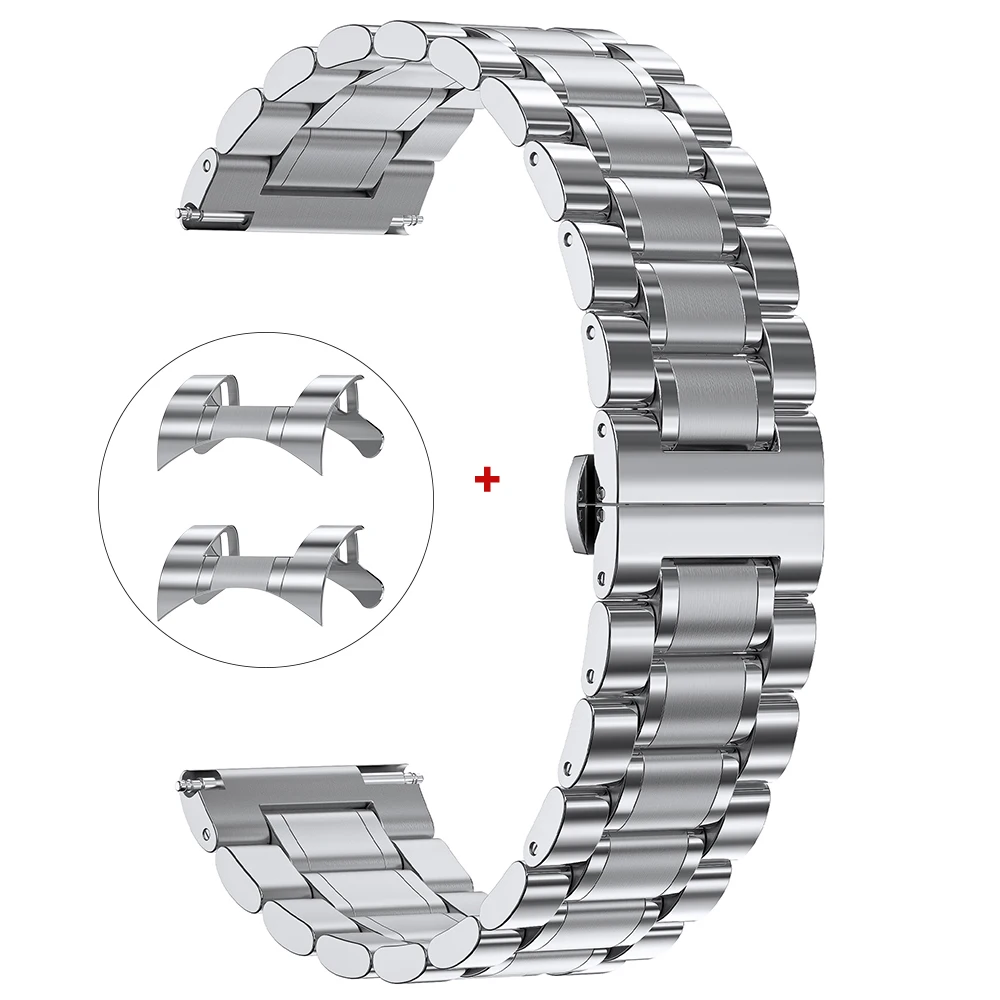 Elegant Stainless Steel Curved-End Bracelet with Butterfly Buckle