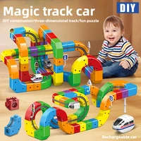 Children Magic Track Train Electric Assembled Building Blocks Magnetic Rail Car Maze Educational Toys for Kids Christmas Gifts 1