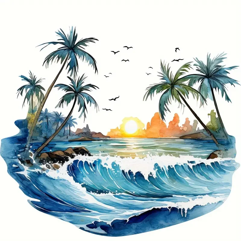 Summer Day Coconut Trees Self-Adhesive Toilet Stickers Wall Decal Removable Reusable PVC Sticker for Toilet Lid Bathroom Decor toilet stickers toilet wall stickers toilet seat stickers