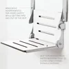Comfort Folding Wall Mount Shower Bench Seat with Arms, White Seat with Silver Frame 5