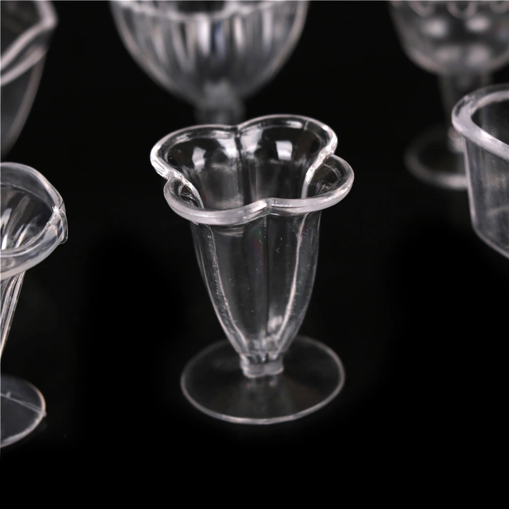 Doll House Cups 6Pcs Doll House Cups Miniatures Kitchen Tableware Ice cream sundae Cup toy