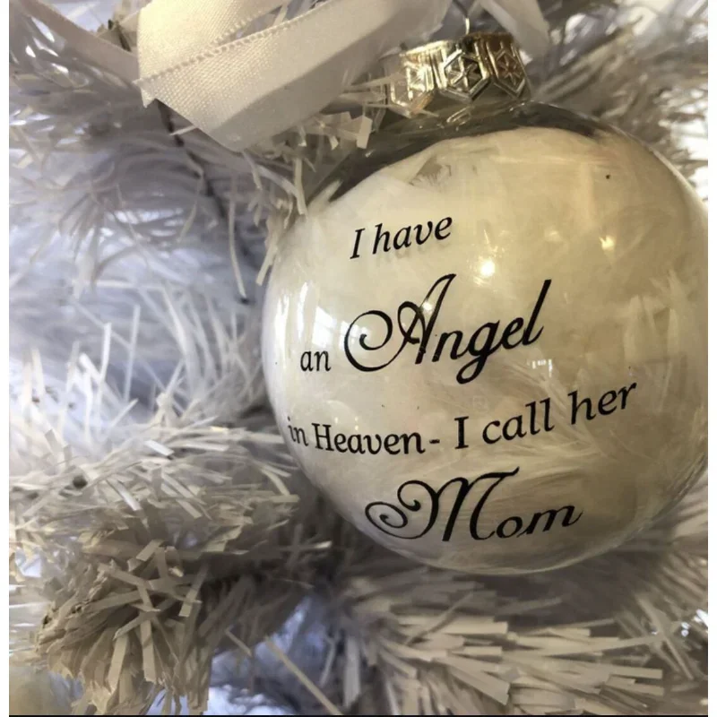 Christmas Tree Balls Commemorate Ornament Feather Ball Angel In Heaven Memorial Ornament Xtmas Tree Hanging In Memory of Mom Dad