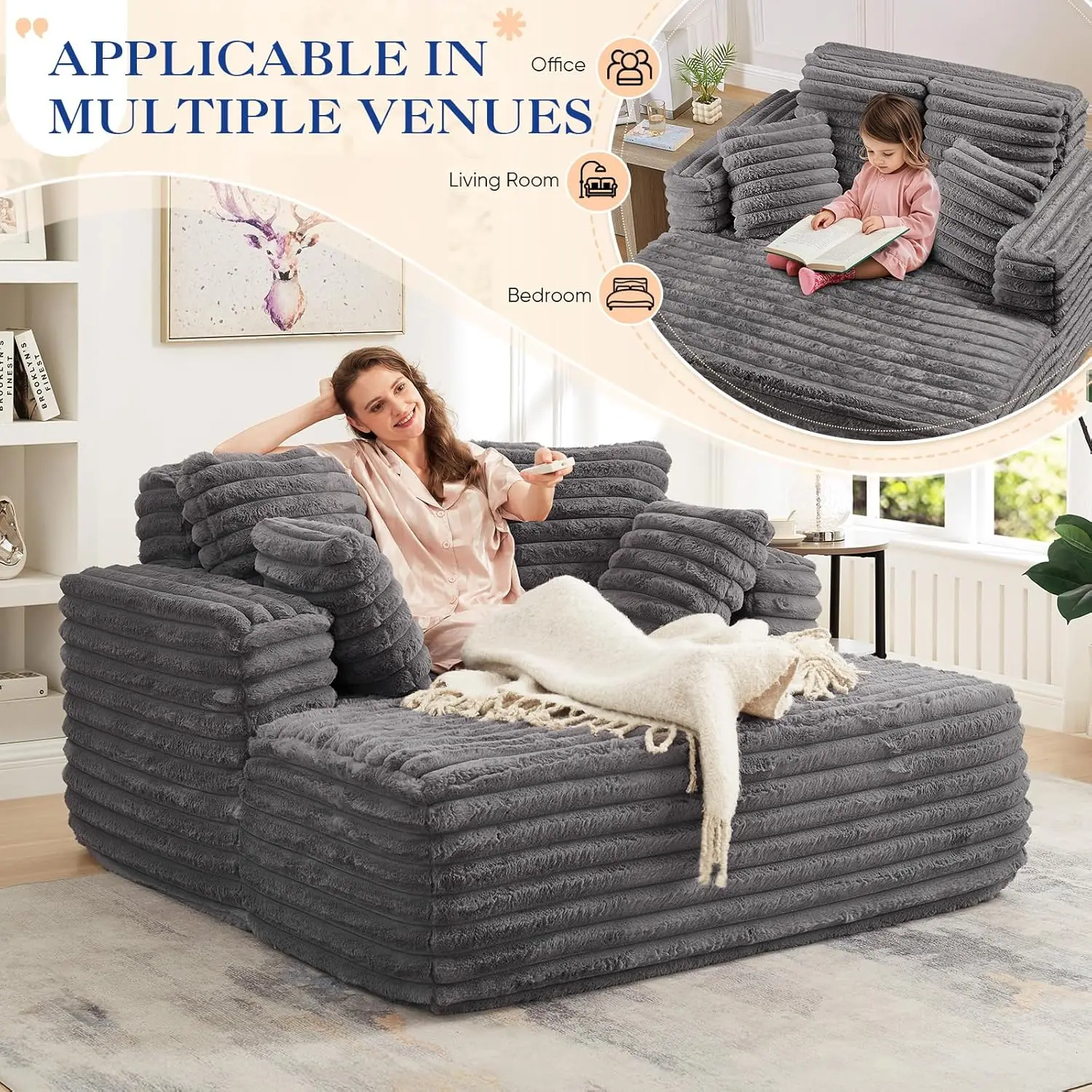 Oversized Chaise Lounge Indoor - Fabric Close-up
