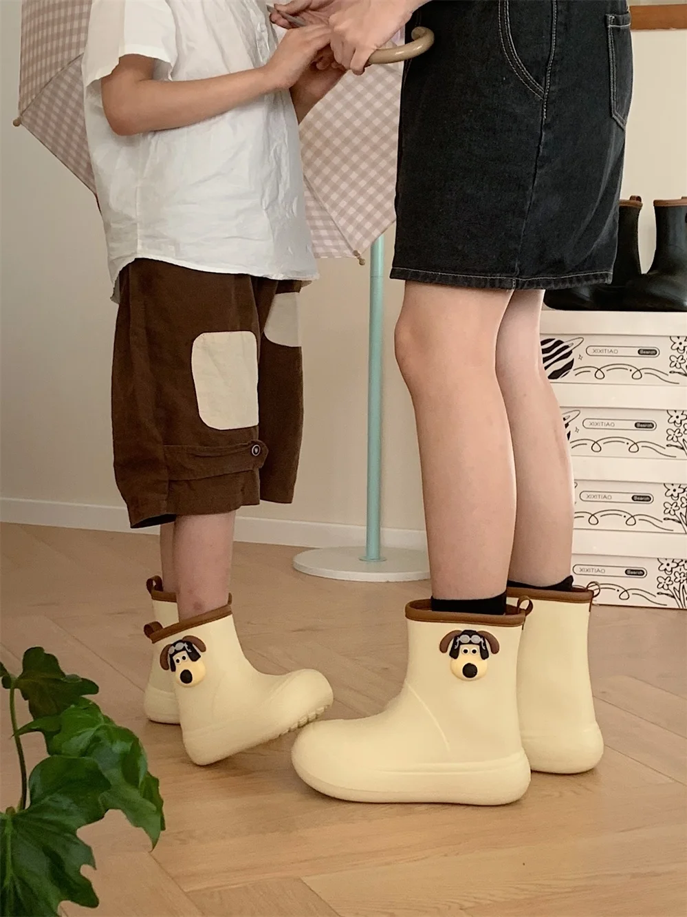 Children's Rain Boots Boys And Girls Baby Water Shoes Summer Cartoon Puppies Outdoor Anti Slip Waterproof Parent-child Rain