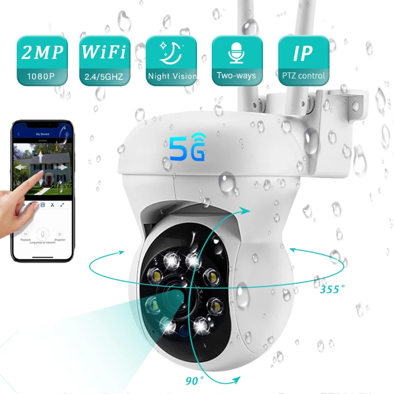

5G 200W IP Wifi Surveillance Camera 4X Digital Zoom Night Vision Full Color Vigilancia Waterproof Wireless Outdoor Video Monitor
