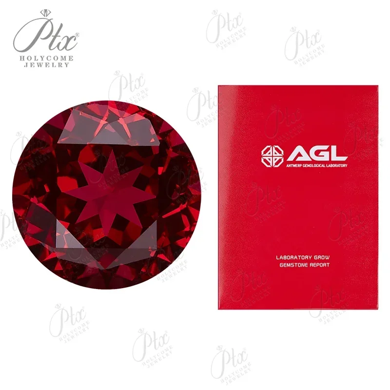 실험실 성장 루비 라운드 모양, 비둘기 혈액, 레드 컬러, 느슨한 보석, AGL..
