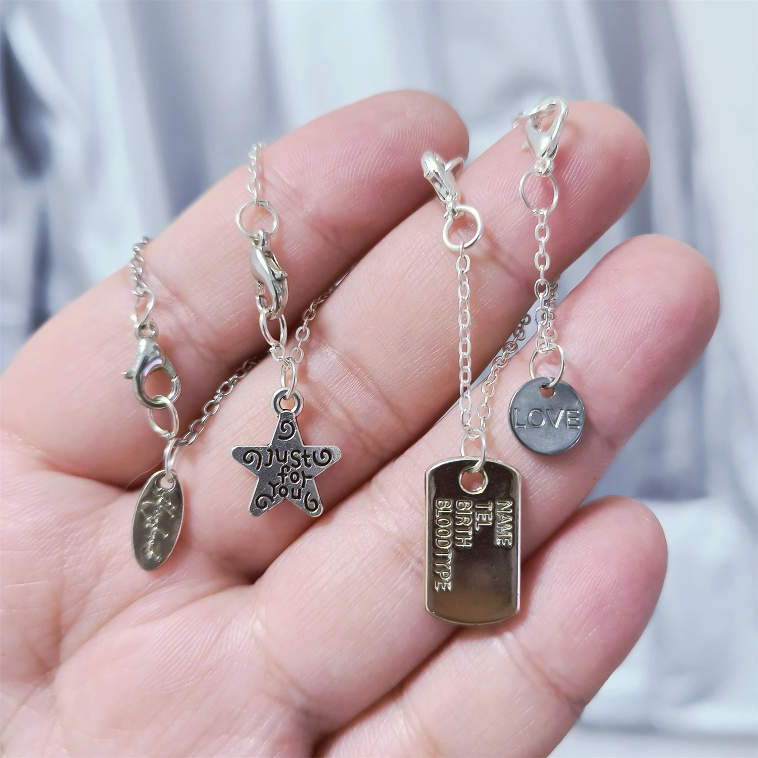 For BJD 1/6 1/12 Scale Blyth OB11 Doll Size Simulation Text Necklace Mini Tiny Accessories Decoration Alloy Prop Fashion
