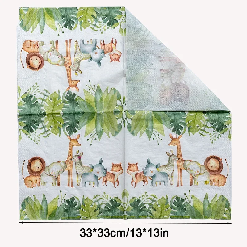 20pcs/Pac 33cm 2-Ply Animal Print Napkin Facial Tissue Handkerchief Paper Birthday Party Paper Towel Restaurant Decoration