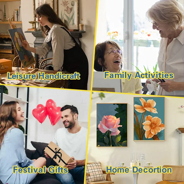 RUOPOTY – cadre de peinture par numéros, Kits d'illustration, image de chat, coloriage par numéros pour adultes, artisanat pour bricolage 6