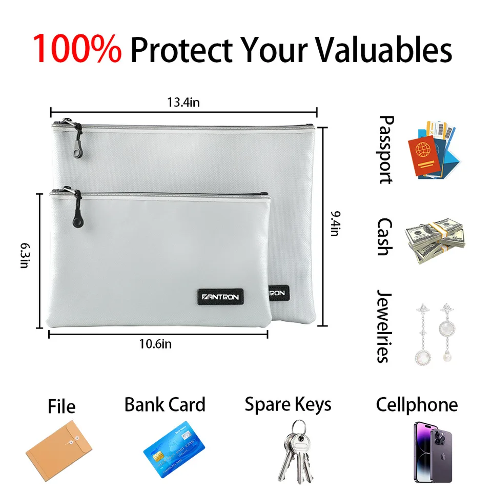 BALAPERI Fireproof Document Bag (2000℉) With Two Pockets - View #8