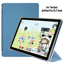 Premium Trifold Stand PU Leather Tablet Case with Auto Sleep/Wake Function for ArtPad Pro 12.7 - inch (Blue)