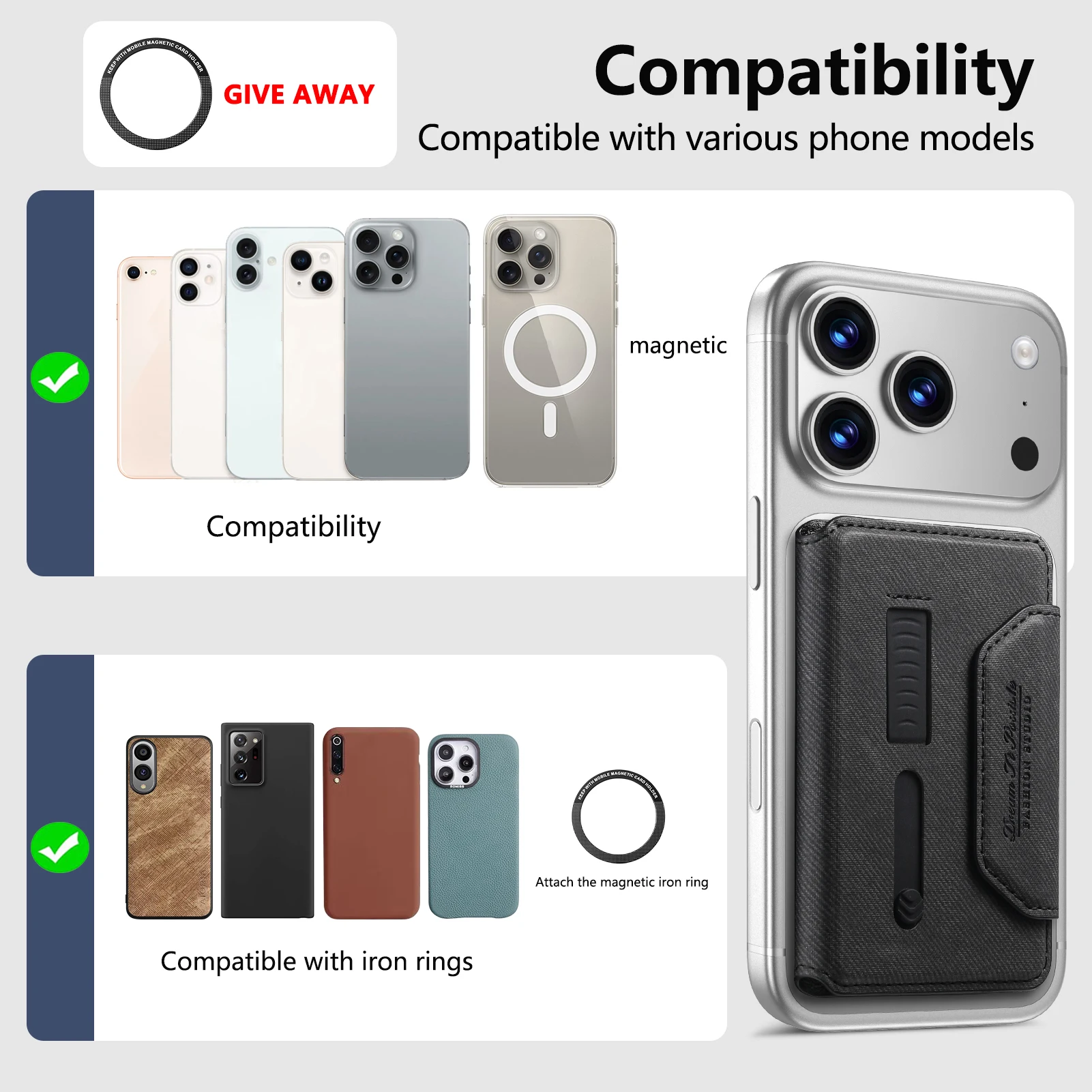 Premium Magnetic Leather Wallet with Hidden Stand & Card Holder Pocket