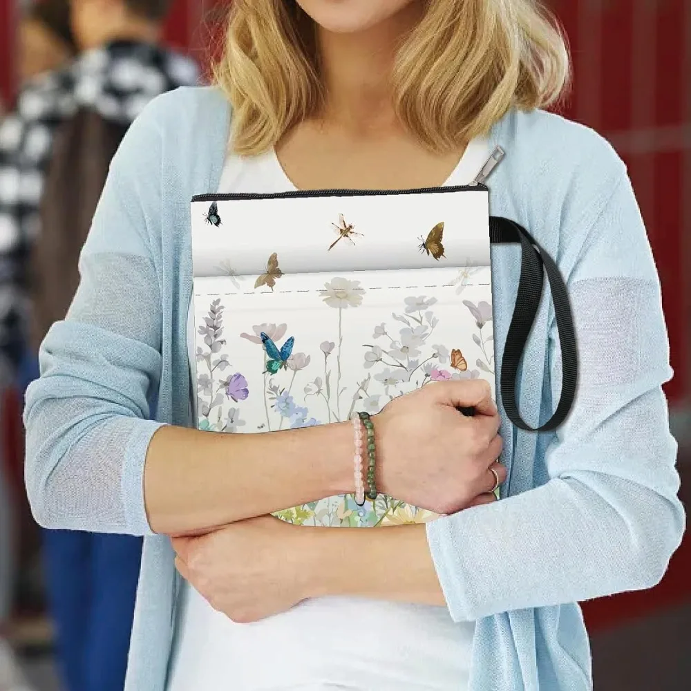Flower Book Covers Butterfly Book Sleeve Protector for Paperbacks Washable Fabric Cloth Cover with Zipper and Extra book protector