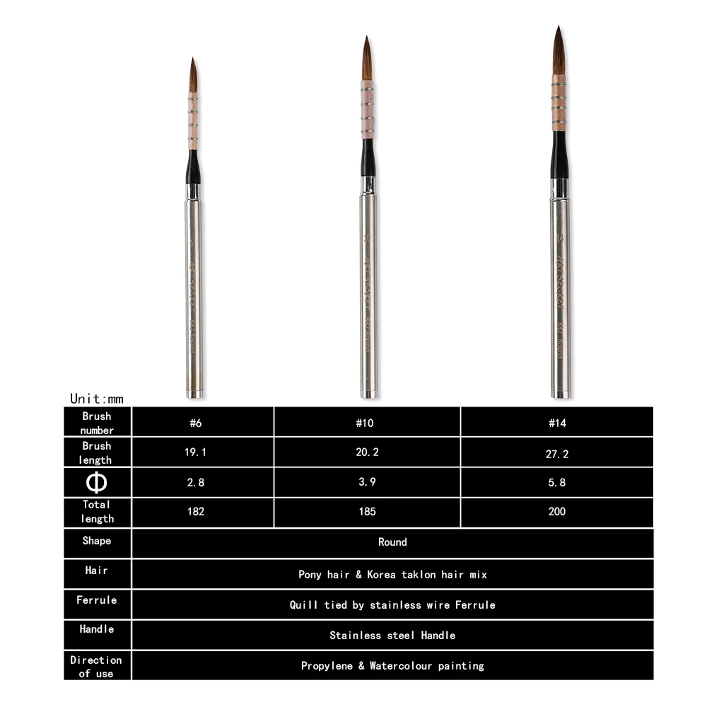 Artsecret Metal Pocket Detachable Watercolor Brush Travel Portable Rod Painting Acrylics Brushes Sketching Detail Paint 882 6